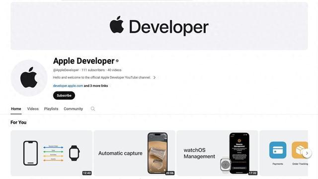 苹果公司上线开发者专属YouTube账户用于分享WWDC2024